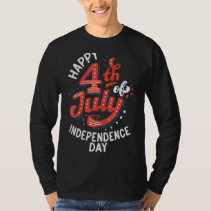 T-shirt Amérique Joyeux 4 Juillet De L'Indépendance Long S