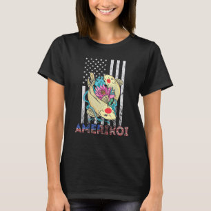 T-shirt Amérique Koi Fish Lotus 4 juillet Amérique patriot