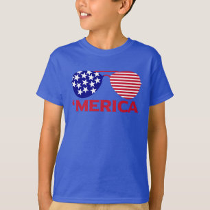 T-shirt Amérique Lunettes de soleil bleu blanc rouge