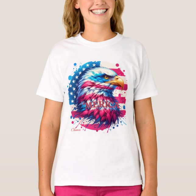 T-shirt Amérique - Patriotique USA Design pour 4 juillet,  (Devant)