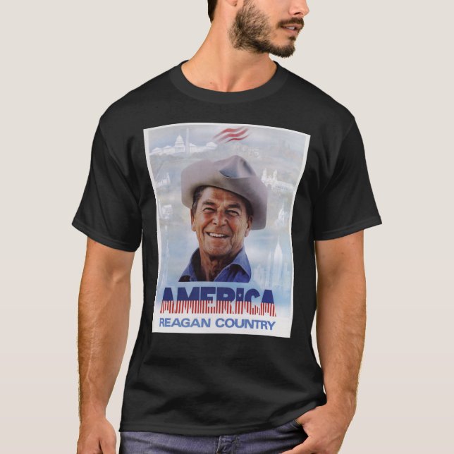 T-shirt Amérique Pays Reagan - Campagne des années 1980 Vi (Devant)