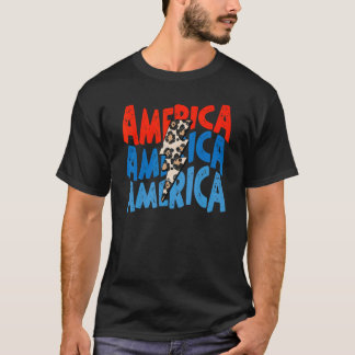 T-shirt Amérique rétro Leopard Lightning Bolt Patriotique