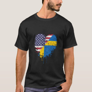 T-shirt Amérique Suédoise Américaine Suède Drapeau Amour I