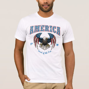 T-shirt Amérique terre des Libres, 4 juillet 1776 Aigle
