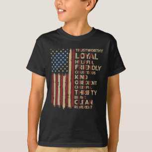 T-shirt Amérique vintage - loi sur le scoutisme du drapea