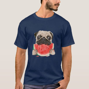 T-shirt Ami de pastèque mangeant un chien de Carlin amusan