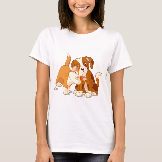 T-shirt Amis de chat et de chien (Devant)