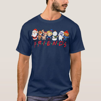 T-shirt Amis de Noël Père Noël Rudolph Snowman Famille Rep