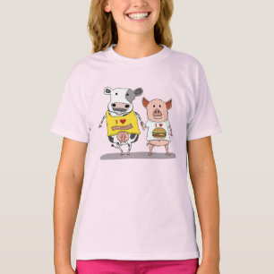 T-shirt Amis mignons et drôles de vache et de porc