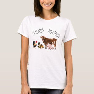 T-shirt Amis Pas Nourriture Vache Coq Vegan