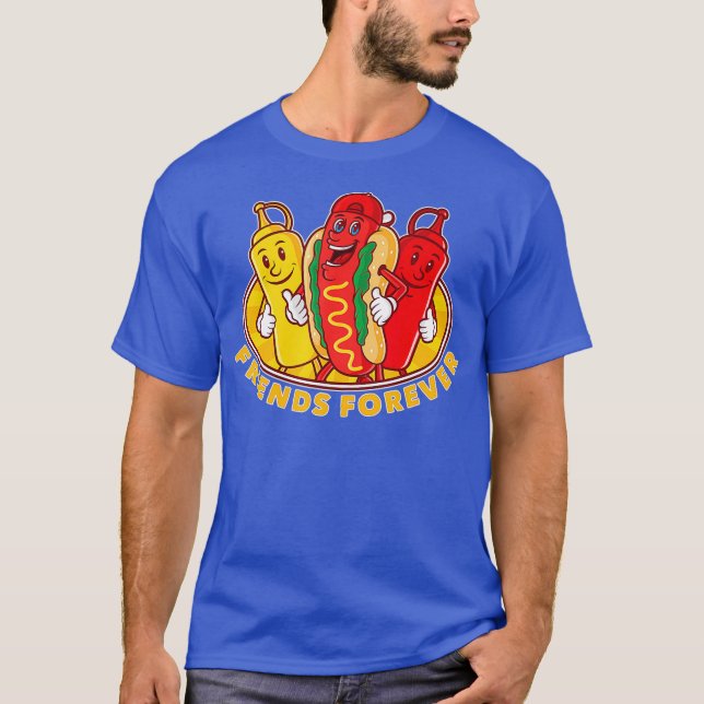 T-shirt Amis pour toujours Hot Dog Ketchup Mustard Funny (Devant)
