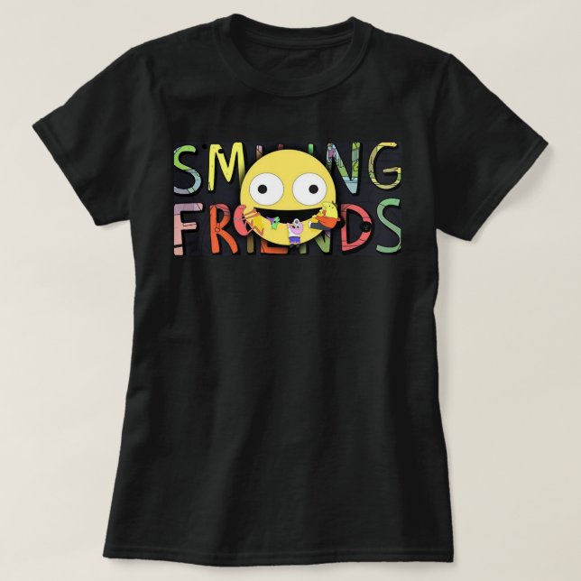 T-shirt amis souriants Classique noir T Chemise Essential  (Design devant)