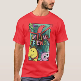 T-shirt Amis souriants en rampant Collage de personnages d