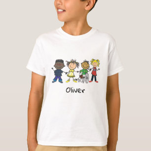 T-shirt Amis - Style Cartoon Enfants tenant la main