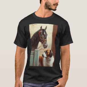 T-shirt Amis, une baie et un St Bernard dans une étable pa