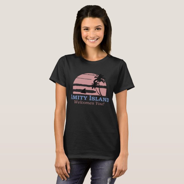 T-shirt Amity Island vous souhaite la bienvenue Jaws Retro (Devant entier)