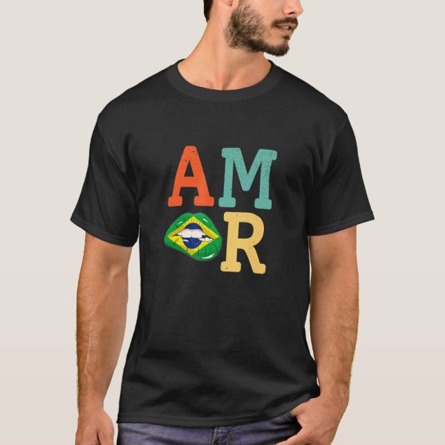 T-shirt Amor Brazil flag lips (Devant)