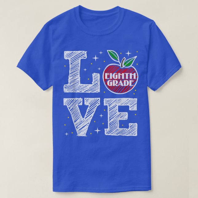T-shirt Amour 8e année Retour à l'école Apple Enseignement (Design devant)