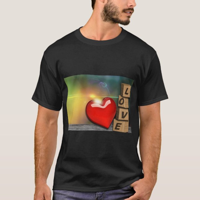 T-shirt Amour Abstrait Coeur Design (Devant)