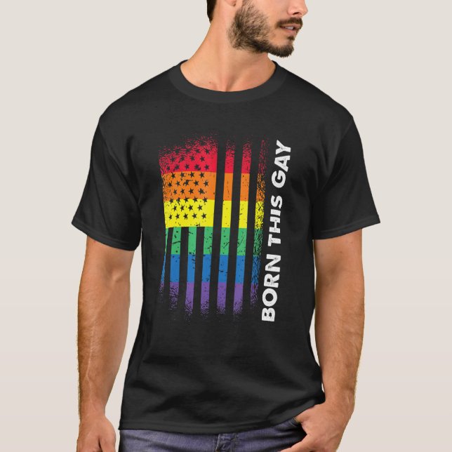 T-shirt Amour Amérique Drapeau Arc-en-ciel Né Gay Lgbtq Lg (Devant)