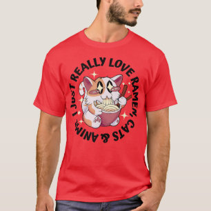 T-shirt Amour Anime, Chats & Ramen - Japonaise Moe Otaku