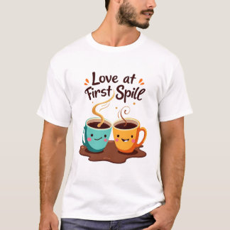 T-shirt Amour au premier déversement - Cute Romantic Coffe
