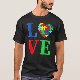 T-shirt Amour Autisme Sensibilisation Cœur Pièce de Puzzle