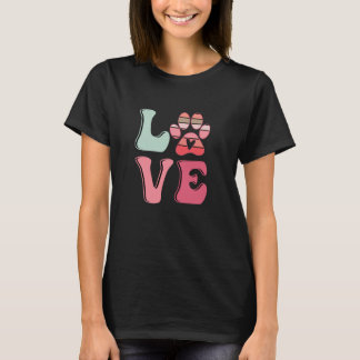 T-shirt Amour avec empreinte de patte de chien Amoureux d'