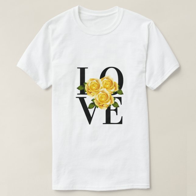 T-shirt AMOUR avec les roses jaunes (Design devant)