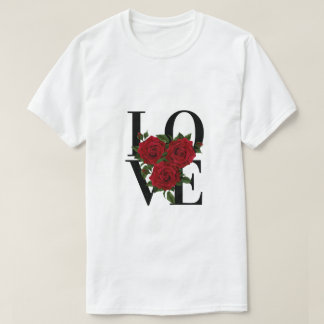T-shirt AMOUR avec les Roses rouges