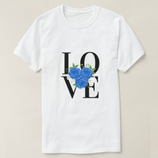 T-shirt AMOUR avec roses bleus