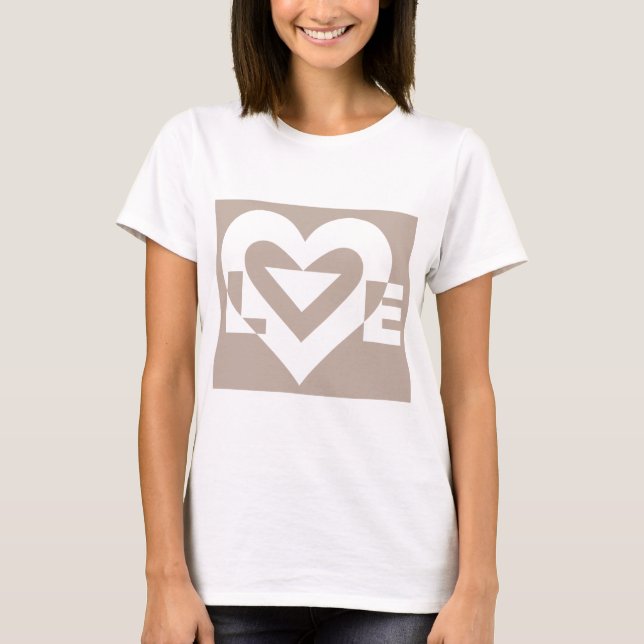 T-shirt Amour blanc sur gris (Devant)