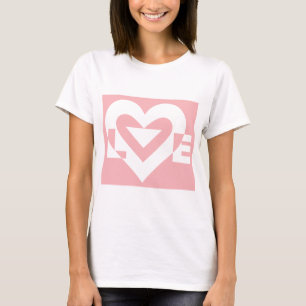 T-shirt Amour blanc sur rose