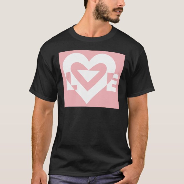 T-shirt Amour blanc sur rose (Devant)