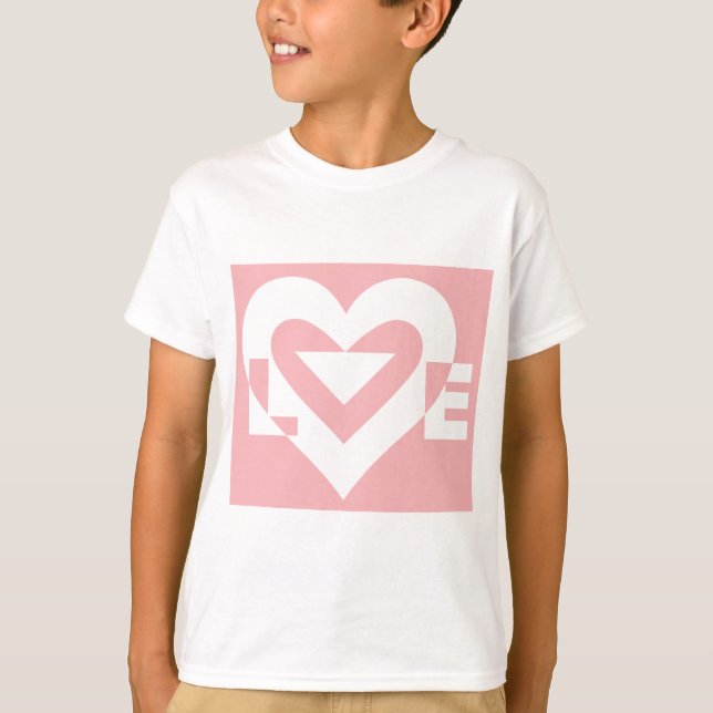T-shirt Amour blanc sur rose (Devant)