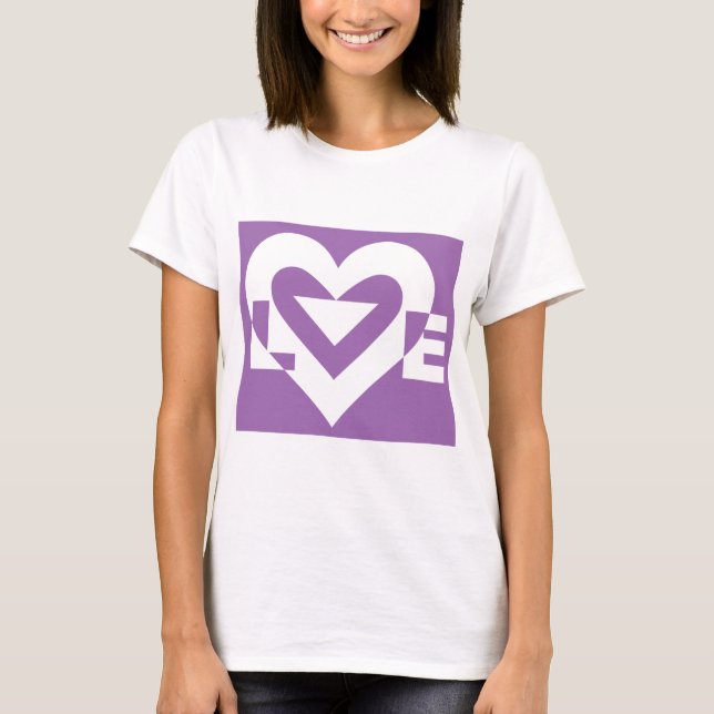 T-shirt Amour blanc sur violet (Devant)