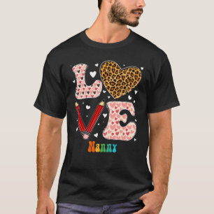 T-shirt Amour Coeur Nanny Leopard Plaid Red Valentines Day