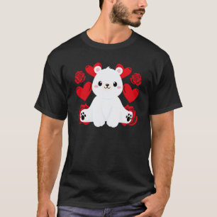 T-shirt Amour Coeur Saint-Valentin Roses Ours Polaire Garç