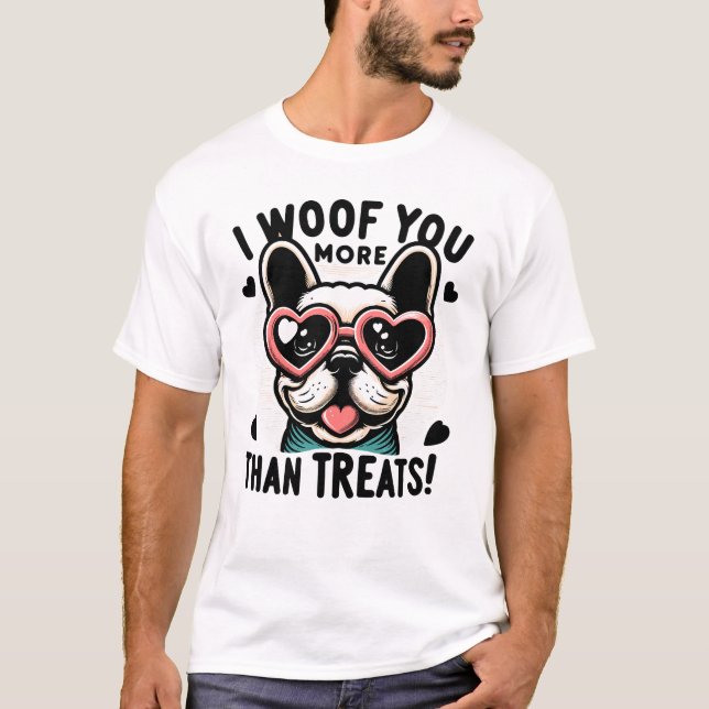 T-shirt Amour de Bulldog en France - Lunettes de coeur et  (Devant)