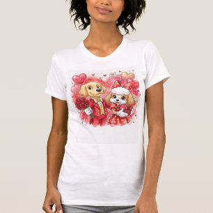 T-shirt Amour de chiot de la Saint-Valentin PNG Golden Ret