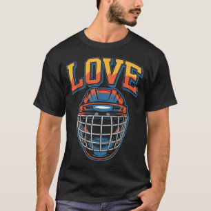 T-shirt Amour de hockey rétro fleurs groovy et casque