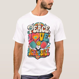T-shirt Amour de la paix Pickleball Rétro Groovy Sports
