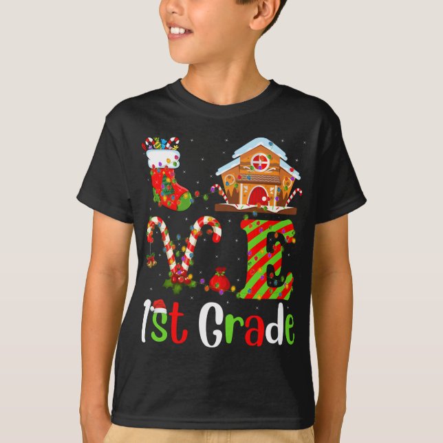 T-shirt Amour de Noël Amour de 1ère année Enseignant Noël (Devant)
