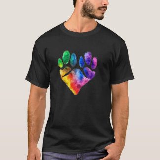 T-shirt Amour de teinture arc-en-ciel Empreinte de patte d
