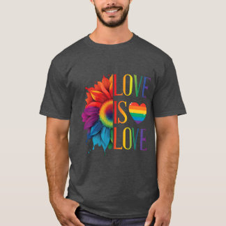 T-shirt Amour de tournesol arc-en-ciel est l'amour LGBT Fi