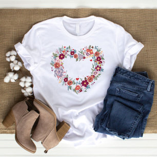 T-shirt Amour des Fleurs sauvages du coeur rétro