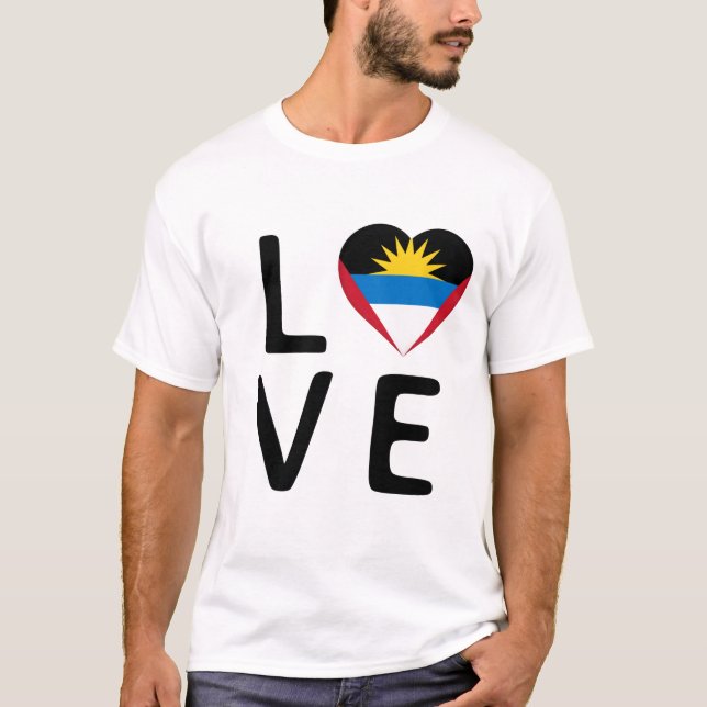 T-shirt Amour - Drapeau d'Antigua et Barbuda (Devant)