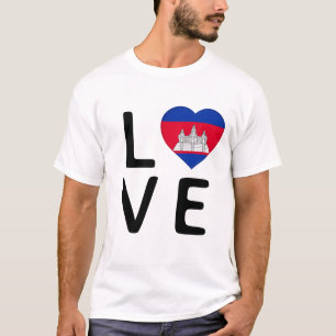 T-shirt Amour - Drapeau du Cambodge