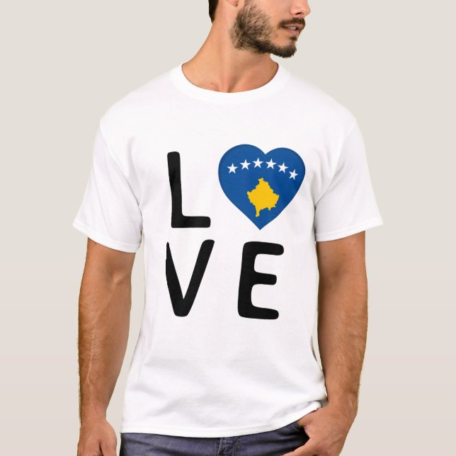 T-shirt Amour - Drapeau du Kosovo (Devant)