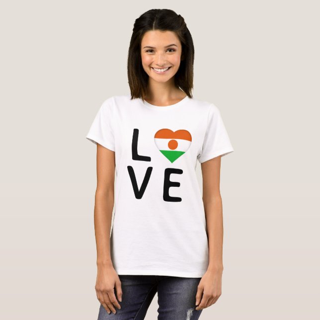 T-shirt Amour - Drapeau du Niger (Devant entier)